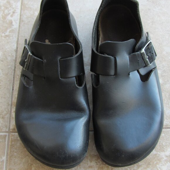 Birkenstock London Black Oiled Leather Closed Toe Clogs Size 38 L7-7.5 M5 - Picture 2 of 9